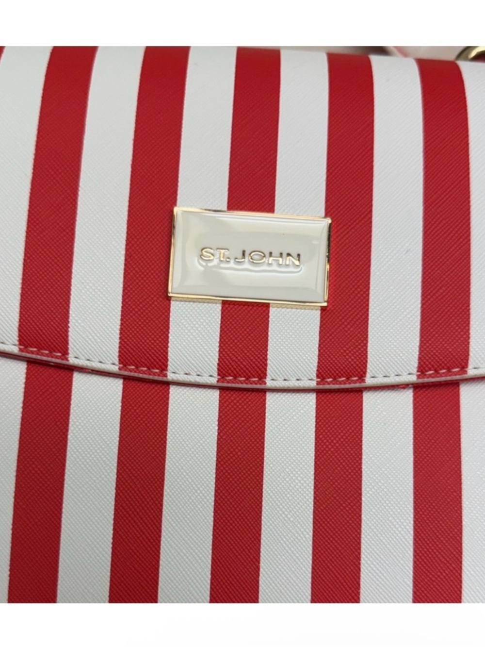 Striped Red & White Crossbody Bag - St. John - Picture 2 of 11